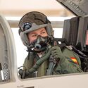 La Princesa Leonor vuela por primera vez en un F5 en la Base Area de Talavera la Real