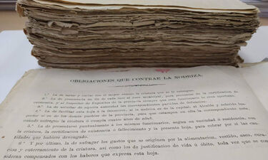 La labor de las nodrizas, documento de marzo del Archivo Provincial de Badajoz