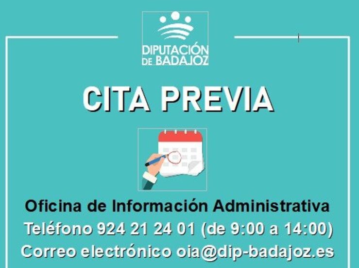 Oficina Informacin Administrativa Diputacin Badajoz atender al pblico con cita previa