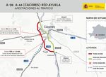 La A66 sufrir este sbado afectaciones la trfico debido a las obras en A58 en Cceres