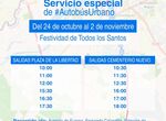 Servicio especial autobs urbano al Cementerio Nuevo de Badajoz por Da Todos los Santos
