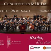 Banda Guardia Real actuar en el Teatro Romano Mrida por X aniversario reinado Felipe VI