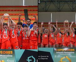 Sagrado Cceres y Sagrado AlQzeres ADC campeones infantiles baloncesto de Extremadura