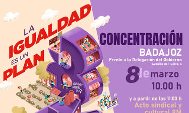 CCOO de Extremadura organiza este 8M en Badajoz una concentración y un acto sindical