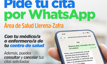 SES amplía al Área Salud Llerena-Zafra servicio cita previa Atención Primaria con WhatsApp