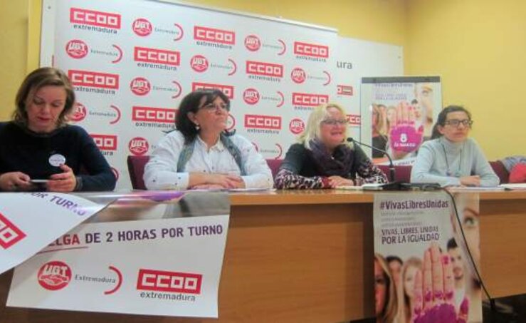 CCOO y UGT convocan concentraciones en Cceres Badajoz Mrida y Plasencia por huelga 8M