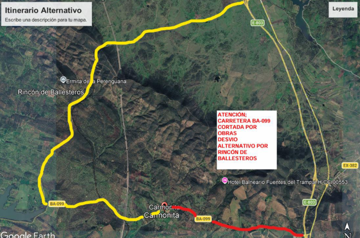 Un tramo de la carretera BA-099 permanecerá cortado al tráfico los días 27 y 28 de abril