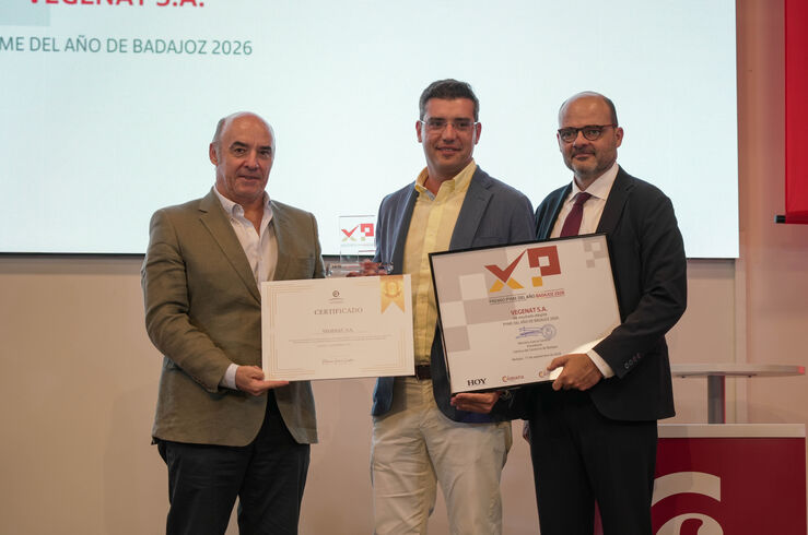 La empresa Vegenat recibe el Premio Pyme del Año 2026 de Badajoz 