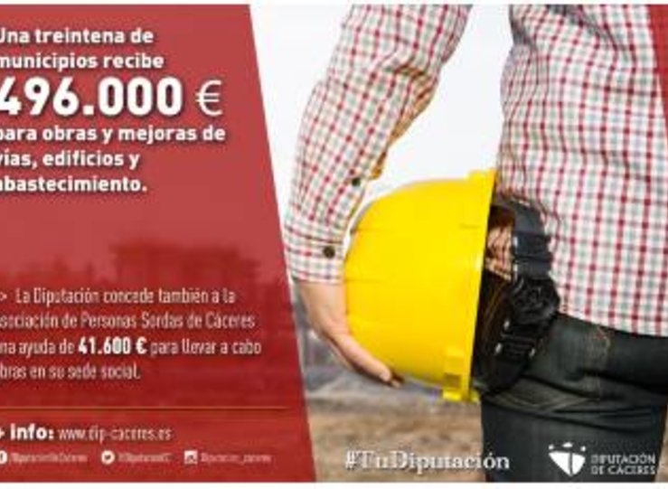 Una treintena de municipios cacereos recibe 496000 euros para obras y mejoras de vas