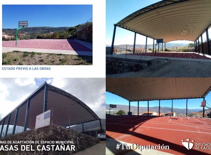 Pistas polideportivas de Casas del Castaar se adecan para usos complementarios