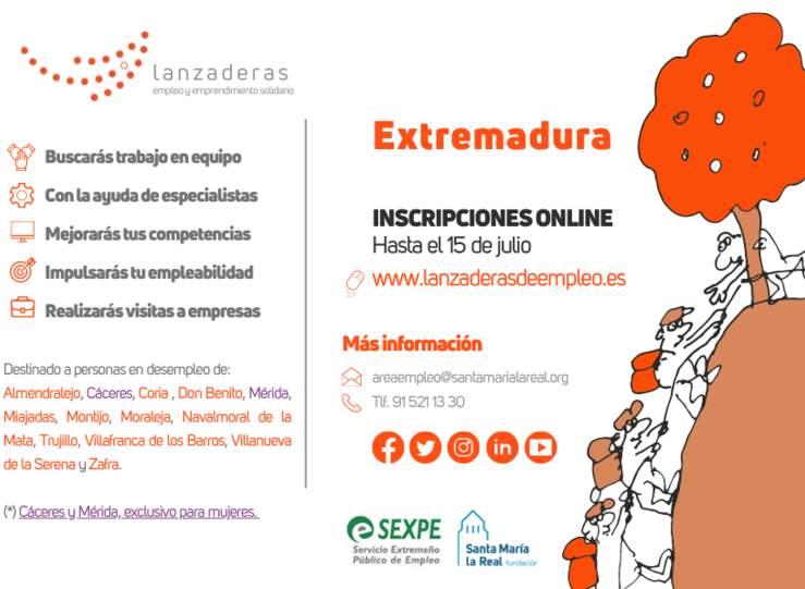Ampliada inscripcin de 13 Lanzaderas de Empleo de Extremadura hasta 15 julio