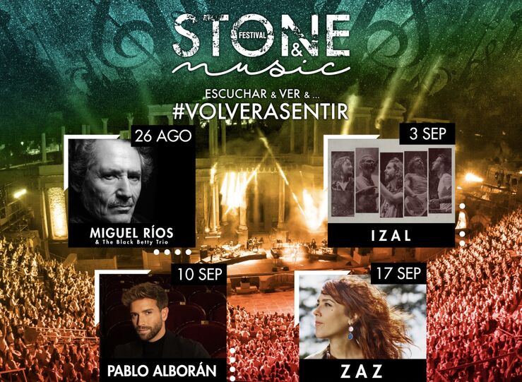 Zaz Pablo Alborn Izal y Miguel Ros en el cartel del Stone  Music Festival de Mrida