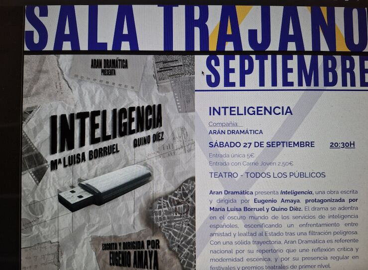 La ficcin teatral Inteligencia de Aran Dramtica recala en la Sala Trajano de Mrida