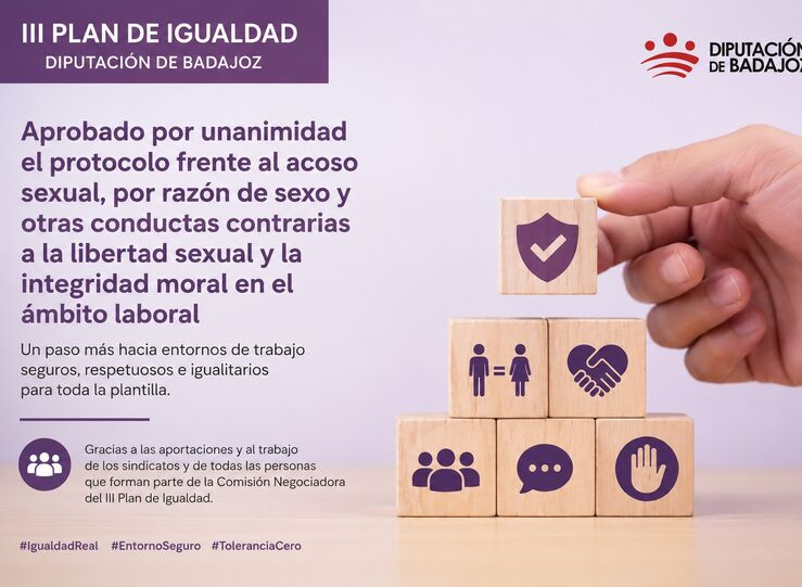 La Diputacin de Badajoz aprueba el protocolo frente al acoso sexual y por razn de sexo