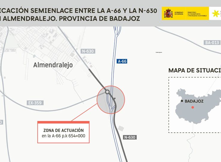 Aprobado por 53M proyecto para transformar semienlace entre A66 y N630 en Almendralejo