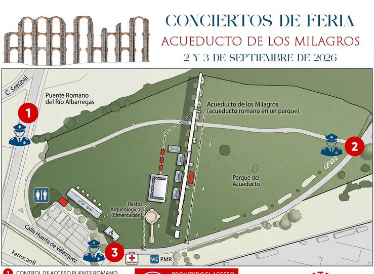 Conciertos Feria de Mrida en el acueducto de Los Milagros se limitarn a 8000 asistentes