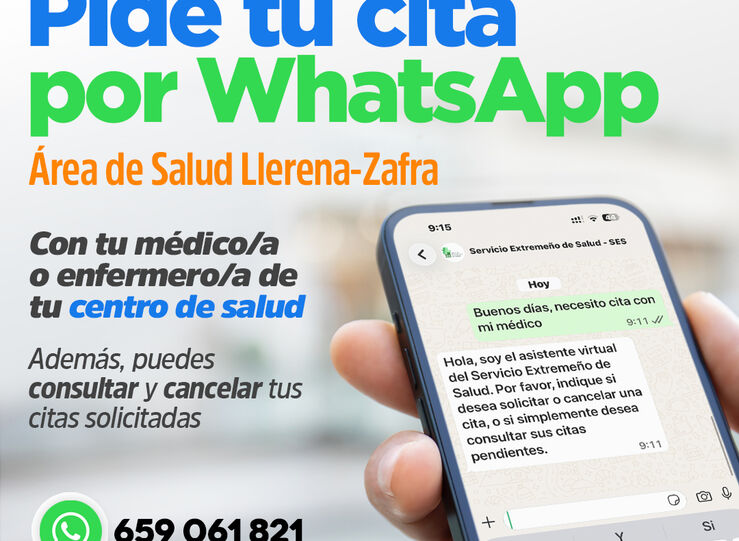 SES ampla al rea Salud LlerenaZafra servicio cita previa Atencin Primaria con WhatsApp