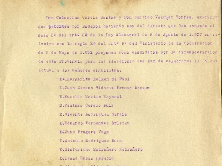 Archivo Badajoz ensea documentos elecciones provincia 1933