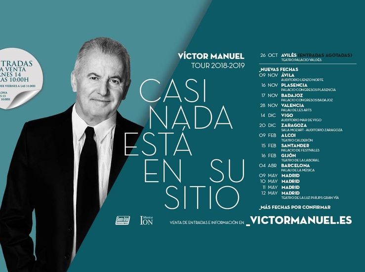 Vctor Manuel actuar en Plasencia y Badajoz para presentar su nuevo disco
