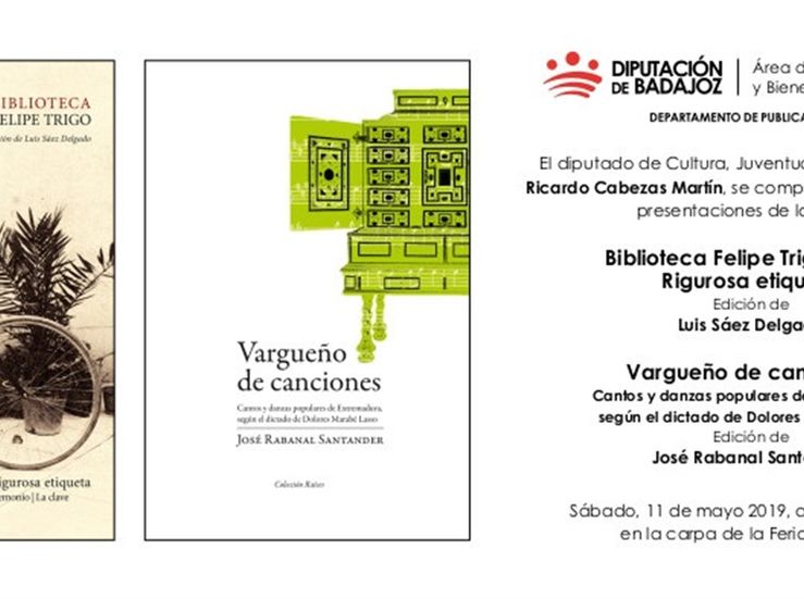 Diputacin de Badajoz presenta dos de sus novedades editoriales en la Feria del Libro 