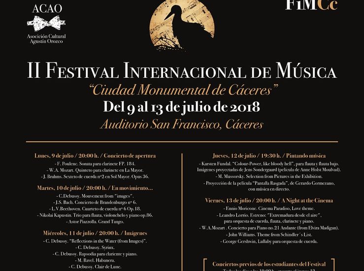El III Festival Internacional de Msica de Cceres se celebra del 6 al 12 de julio