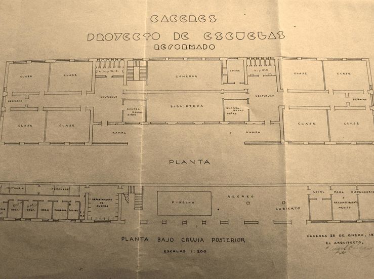 Plano de Escuela del Madruelo de Cceres de 1934 Documento del mes en Palacio de la Isla