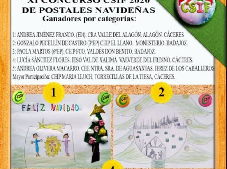 XI Concurso Postales Navideas de CSIF recibe ms de 1000 trabajos de 36 colegios