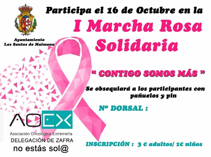 Una marcha rosa solidaria conmemorar en Los Santos de Maimona el Da del Cncer de Mama