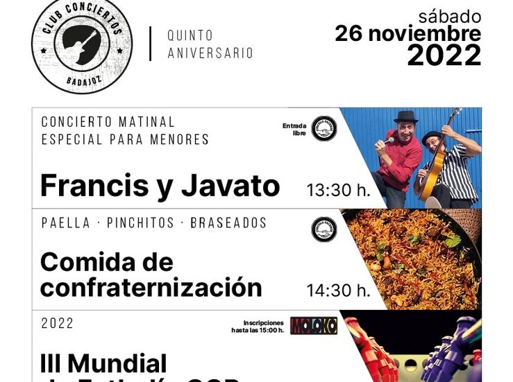 El Club Conciertos Badajoz celebrar su quinto aniversario con distintas actuaciones