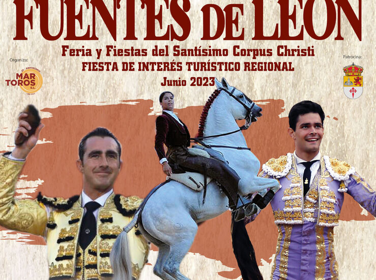 El Fandi y Juanito junto a la rejoneadora Lea Vicens cartel taurino de Fuentes de Len