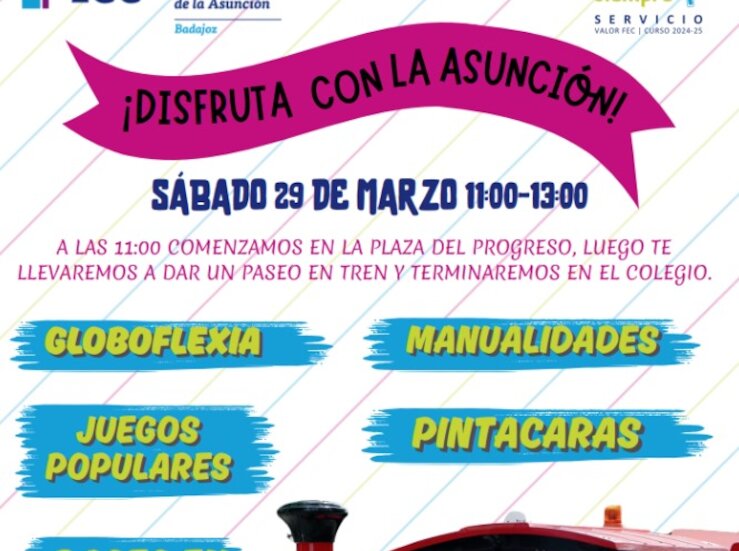 El Colegio La Asuncin de Badajoz organiza este sbado un trenecito infantil