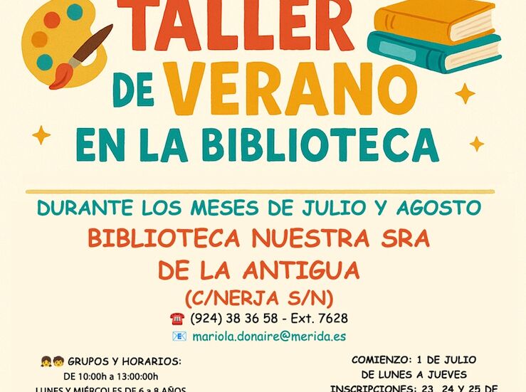 Libros y aventuras en el Taller de verano de la Biblioteca de La Antigua en Mrida