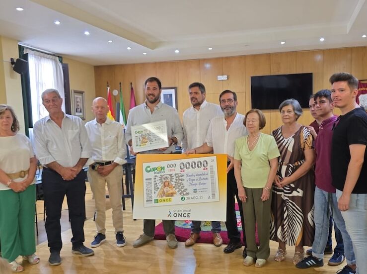 La Trada y Despedida Virgen de Barbao de Montijo ilustrar cupn ONCE del 28 de agosto