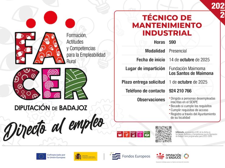 Abierto plazo inscripcin de un curso de Tcnico de Mantenimiento Industrial en Los Santos