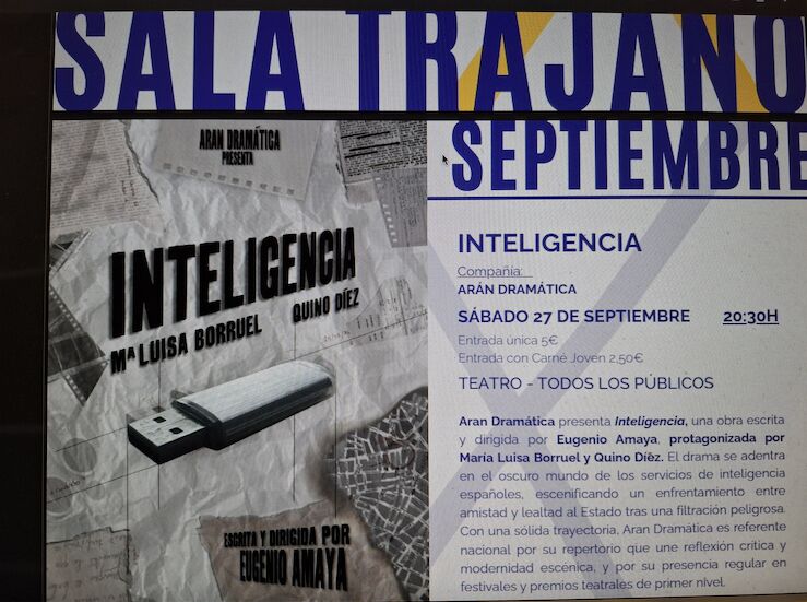 La ficcin teatral Inteligencia de Aran Dramtica recala en la Sala Trajano de Mrida