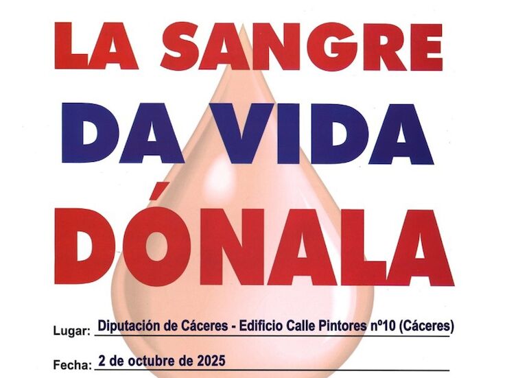 La Diputacin de Cceres impulsa nueva campaa de donacin de sangre este jueves