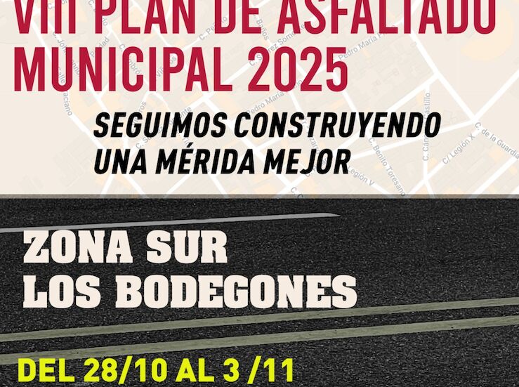 VIII Plan de Asfaltado del Ayuntamiento de Mrida arranca este mircoles en Los Bodegones
