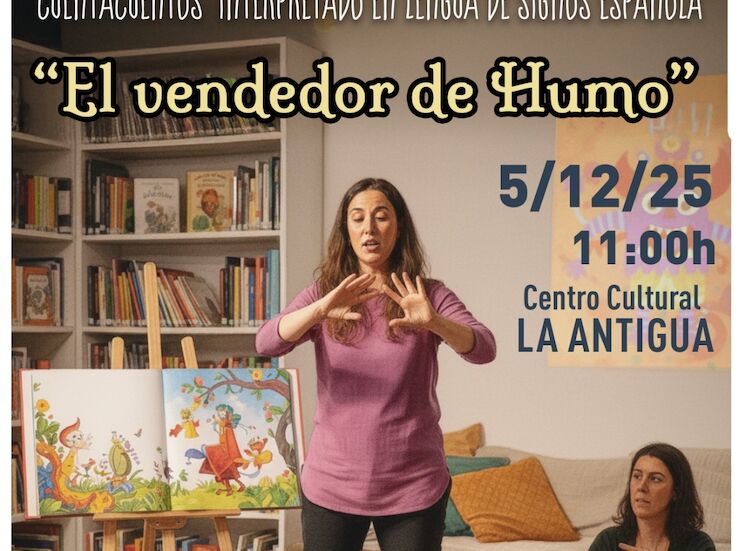 Cuentacuentos interpretado en lengua de signos en la Biblioteca de La Antigua en Mrida