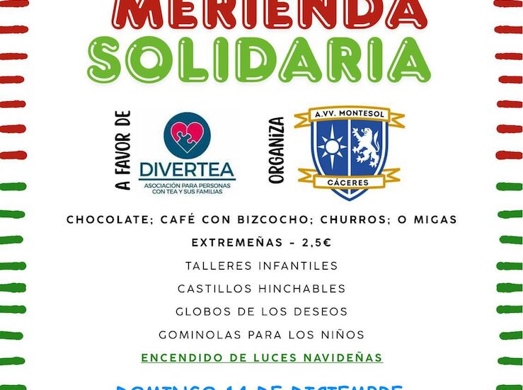 Una merienda solidaria de la AAVV Montesol de Cceres recaudar fondos para Divertea 