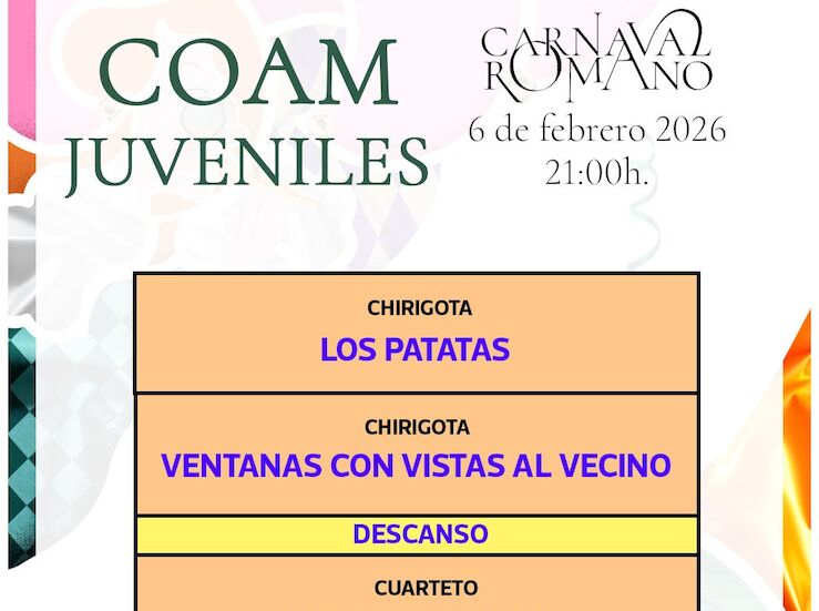 Seleccionado el jurado del Concurso de Agrupaciones Juveniles del Carnaval Romano 2026