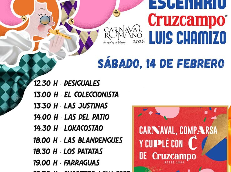 El Carnaval Romano llenar de coplas las plazas de Luis Chamizo y La Lonja este sbado