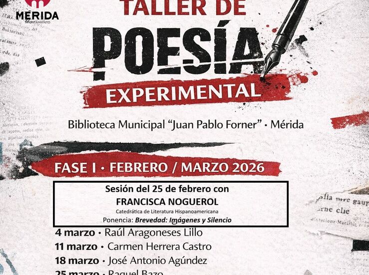 Francisca Noguerol protagoniza taller poesa experimental de Biblioteca Municipal Mrida