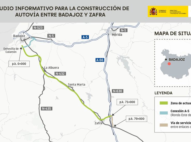 Transportes aprueba estudio informativo de la autova BadajozZafra con 551M de inversin