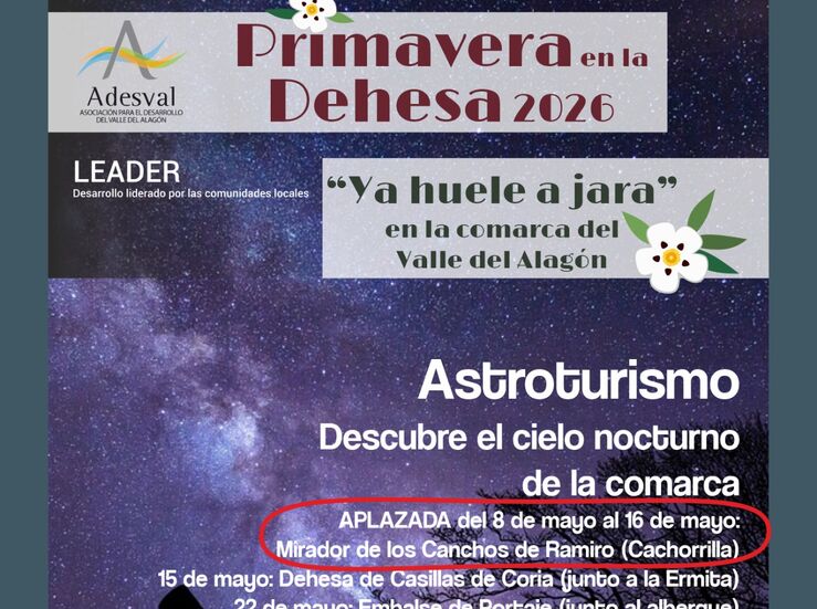 Aplazadas dos actividades de la Primavera en la Dehesa del Valle del Alagn