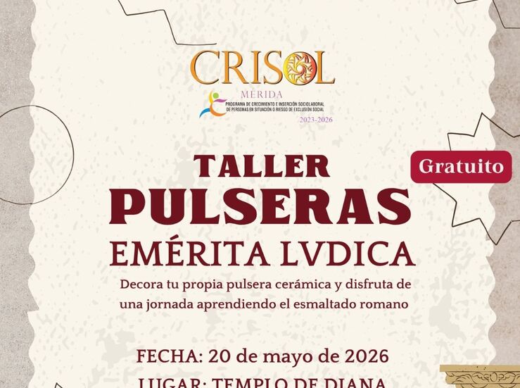Programa Crisol ofrece taller gratuito de pulseras romanas en el Templo de Diana de Mrida