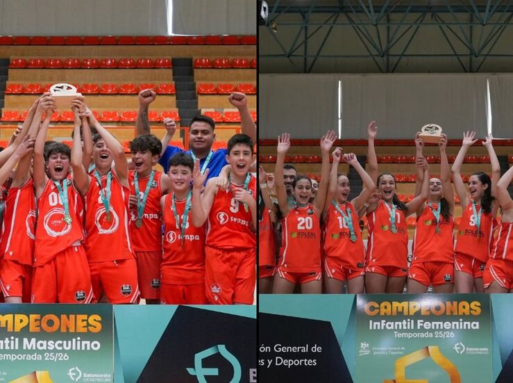 Sagrado Cceres y Sagrado AlQzeres ADC campeones infantiles baloncesto de Extremadura