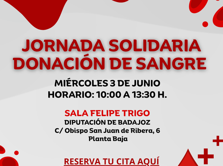 La Diputacin de Badajoz celebrar este mircoles una jornada de donacin de sangre