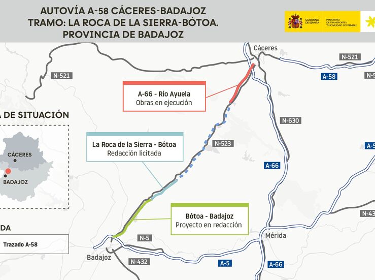 Licitada por 32M redaccin proyecto nuevo tramo A58 entre La Roca de la Sierra y Btoa