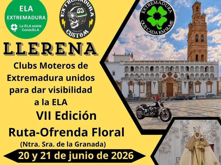 30 clubes moteros se citan este fin de semana en Llerena para dar visibilidad a la ELA