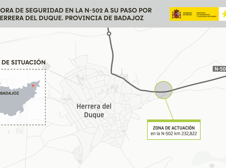 Aprobado el proyecto de mejora de seguridad en la N502 a su paso por Herrera del Duque